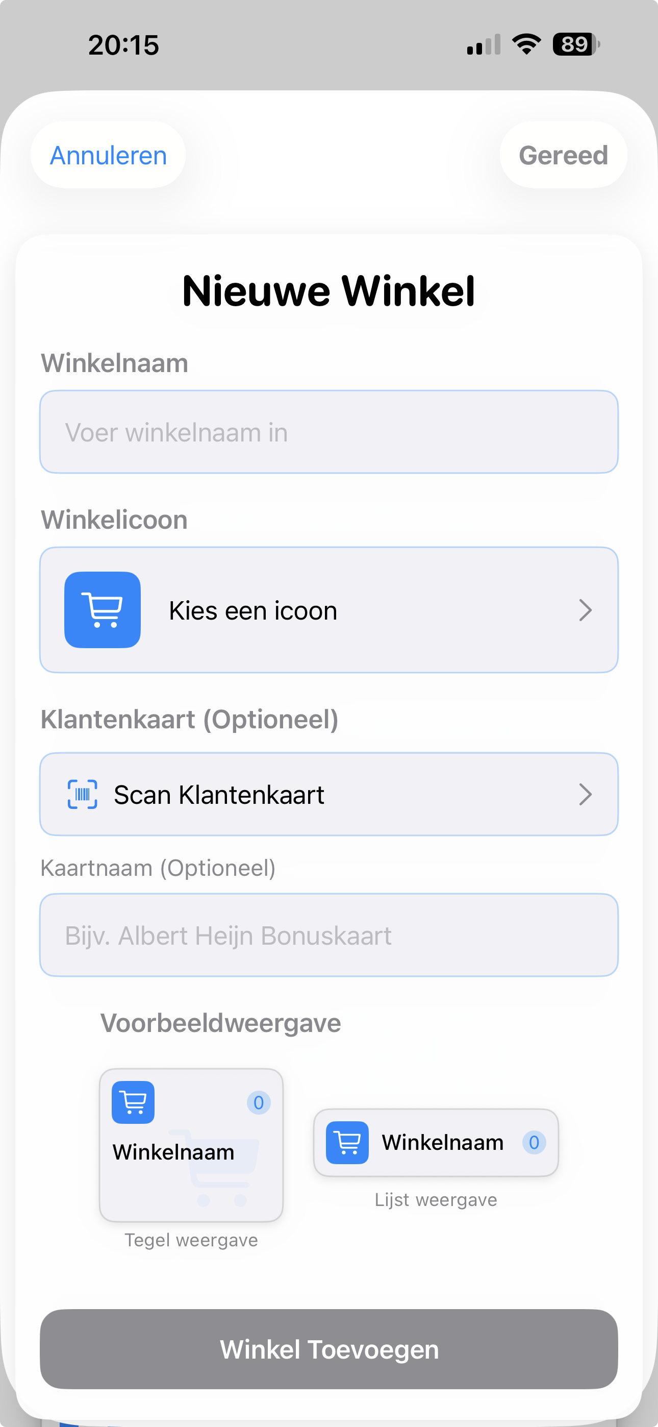 Nieuwe Winkel Screenshot