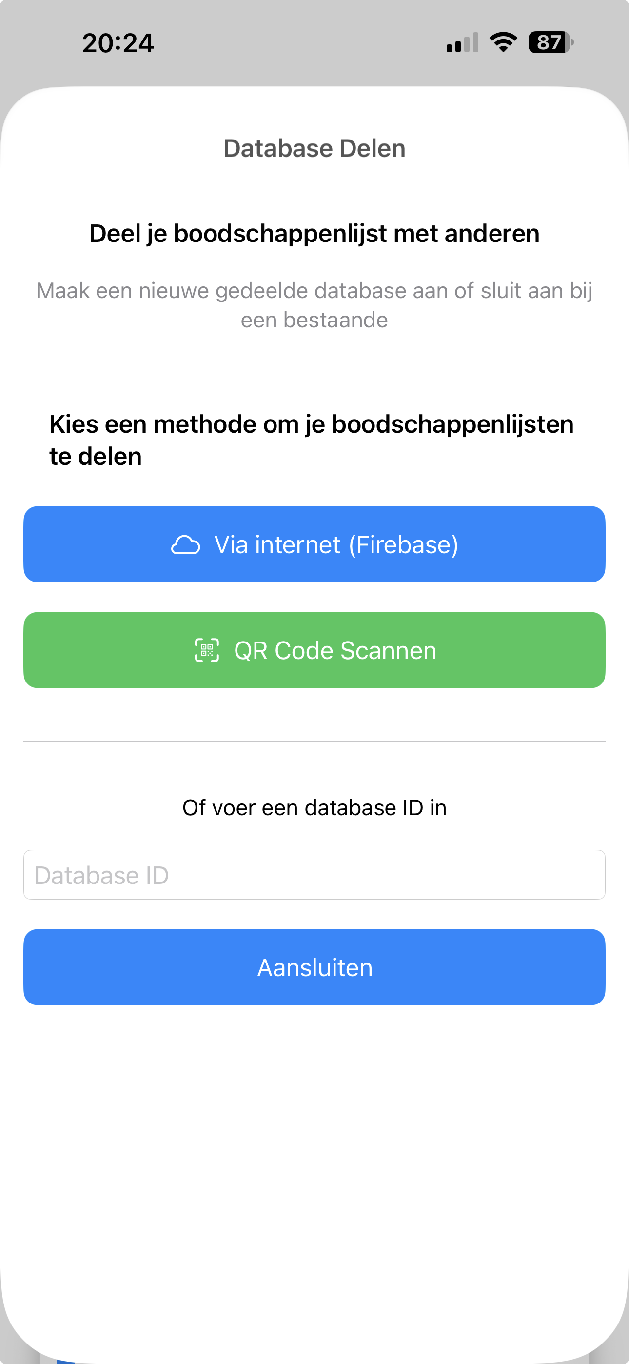 Database Delen Screenshot